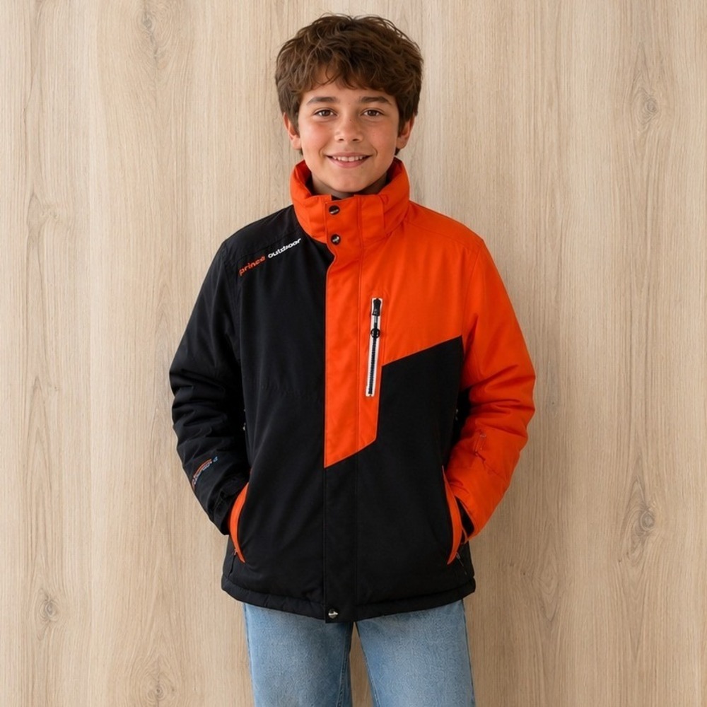 Phibee Kids Jacket‎ Size M Orange Black Colorblock Outdoor Ski Snow Coat